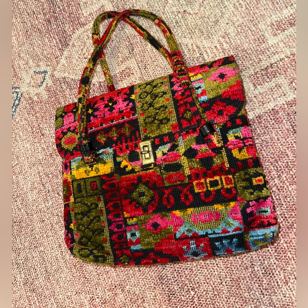 Kismet Creations true vintage 1970’s carpet shoulder bag wallet built in